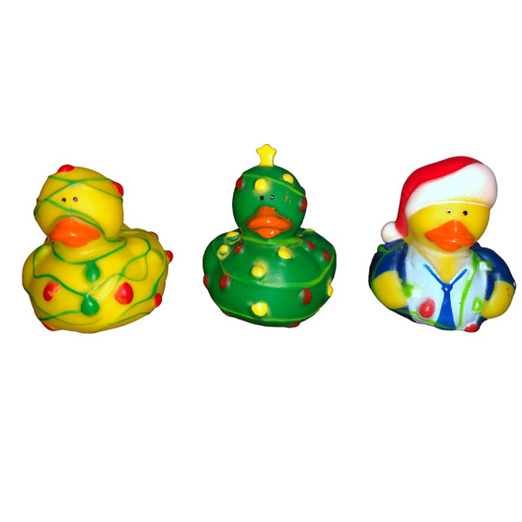 Set of 3 Christmas Vacation Holiday Lights 2" Rubber Ducks Duckies Jeep Duck - Picture 1 of 5